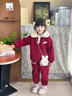 G.DUCKKIDS童裝女童套裝秋冬加絨加厚兒童服裝女孩冬裝兩件套卡通寶寶衣服 酒紅色 110 建議身高100-110cm4-5歲 曬單實(shí)拍圖