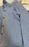 納維凱爾意大利小帆船男士長(cháng)袖襯衫純棉襯衣休閑小格紋刺繡男裝上衣 彩藍/白 M/39 曬單實(shí)拍圖