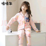 嚕嚕牛兒童睡衣女童純棉春秋長(cháng)袖女孩中大童小孩子家居服套裝 12205-粉色 160 (20碼建議身高150-155) 曬單實(shí)拍圖