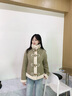香影牛角扣麂皮絨外套女短款2025秋冬新款羊羔毛風(fēng)小個(gè)子仿生皮草 豆沙綠 S 曬單實(shí)拍圖