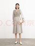 麥檬MM商場同款23春新品淺咖v領通勤泡泡袖連衣裙女5DC191341 淺咖啡 M 曬單實拍圖