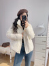 Olrain歐芮兒杏色羽絨服女冬季新款寬松白鴨絨面包服外套女 米白色 M 曬單實(shí)拍圖
