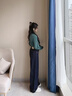 浪莎牛仔褲女2025年春秋新款寬松闊腿褲小個(gè)子丹寧藍顯瘦休閑直筒褲 曬單實(shí)拍圖
