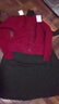 晉彪大碼女裝秋冬季套裝女新款氣質(zhì)減齡毛衣顯瘦針織連衣裙兩件套 紅色上衣+黑色裙子 3XL [建議160-180斤] 曬單實(shí)拍圖