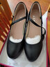 澳曼琳旗袍模特演出專(zhuān)用走秀高跟鞋女軟牛皮圓頭大碼粗跟真皮單鞋 黑色9cm 38 曬單實(shí)拍圖