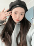 虔生緣黑色貝雷帽女2024春秋天新款大頭圍百搭顯臉小ins風畫家報童帽 黑色【秋冬毛呢款】 曬單實拍圖