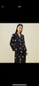 金三塔真絲睡衣女100%桑蠶絲萌趣印花可外穿絲綢睡衣家居服情人節禮物 黑底貓咪7236 L 曬單實(shí)拍圖
