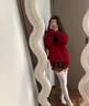 喜雅萌2025蛇年本命年穿搭套裝女童女大童新年戰(zhàn)袍安可拉紅色毛衣襯衫闊 [單件]紅色針織毛衣 均碼 [150cmS碼80-90斤] 曬單實(shí)拍圖