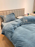 南極人雙面牛奶絨四件套冬季加厚保暖法蘭絨被套珊瑚絨床單雙人床上用品 梵奢-挪威藍 1.8m床四件套(被套200*230)床單 曬單實(shí)拍圖