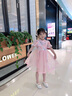 mlgt kids童裝女童連衣裙夏季寶寶裙子短袖碎花公主裙?jié)h服旗袍表演服 粉紅色 90cm（建議80-90cm） 曬單實拍圖
