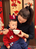 齊齊熊（ciciibear）【新年服】齊齊熊男童紅色新年套裝加絨衛(wèi)衣兒童蛇年拜年服冬裝 新年紅+普魯士藍(lán) 90 【加絨款】 曬單實(shí)拍圖