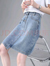 德瑪納【不規則棉質(zhì)a字短裙】夏水洗口袋拉鏈牛仔半身裙女 中牛仔藍 M  曬單實(shí)拍圖