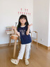 IVY HOUSE常春藤兒童裝女童2024夏季新款  時(shí)尚撞色輕便柔軟舒彈直筒休閑褲 米白色 110cm 曬單實(shí)拍圖