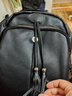 袋鼠輕奢品牌七夕真皮雙肩包女2024品牌媽媽牛皮軟皮包包潮流大容量旅 黑色 曬單實(shí)拍圖