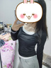 妙奕嘉假兩件打底衫女正肩長袖T恤針織衫春季韓系緊身黑色上衣內(nèi)搭新款 黑白撞色假兩件長袖 均碼 【建議80-130斤】 曬單實拍圖