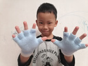 牧萌兒童手套男童女童秋冬保暖加絨寶寶五指翻蓋兩用小學(xué)生寫(xiě)字手套 天藍蝴蝶結小兔【半指-翻蓋款】 均碼（建議2-7歲） 曬單實(shí)拍圖