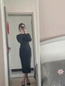 嫻柔黑色打底連衣裙女春秋中長(zhǎng)薄款緊修身內(nèi)搭小圓領(lǐng)直身連體一步長(zhǎng)裙 黑色 (小圓領(lǐng)604) XL 曬單實(shí)拍圖
