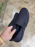 啄木鳥(niǎo)帆布男鞋夏季新款透氣老北京黑色布鞋懶人一腳蹬開(kāi)車(chē)軟底豆豆潮鞋 黑色(升級款) 42 曬單實(shí)拍圖