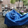 粵雨特大號(hào)超大豪150男裝125摩托車(chē)雨衣單雙人防水騎行加大加厚雨披 F2單人5XL藍(lán)色(面罩款) 5XL 曬單實(shí)拍圖