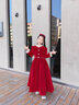 小咔衣濃兒童高端裙子女童主持人禮服鋼琴演奏演出服公主裙花童長(cháng)袖秋冬季 酒紅色長(cháng)款 150 曬單實(shí)拍圖