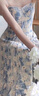 舒芳蝶（shufangdie）藍色碎花吊帶連衣裙套裝2025夏季新款女裝收腰開(kāi)衫配海邊度假裙子 白色開(kāi)衫+藍色吊帶裙 XL 曬單實(shí)拍圖