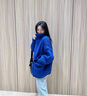 羅蒙（ROMON）高領(lǐng)毛衣開衫針織外套女秋冬2025新款加厚克萊因藍(lán)針織夾克潮ins 藍(lán)色 均碼 -90-135斤 曬單實(shí)拍圖