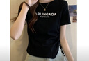自由系T恤女夏季修身顯瘦辣妹收腰抽繩褶皺設(shè)計不規(guī)則短袖t恤女裝上衣 曬單實拍圖
