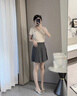 ELLE【學(xué)院百褶裙】灰色高腰顯瘦半身裙女2025春季新款小個(gè)子短裙 深灰 S 曬單實(shí)拍圖
