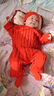 G.DUCKKIDS小黃鴨嬰兒衣服秋冬季幼兒連體衣毛衣女寶寶春秋洋氣爬服滿月套裝 紅色豎紋長袖毛衣 73cm 建議7-9個月13-18斤 曬單實拍圖