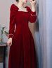 麥斯貝思（MAISIBEISI）敬酒服小個子新娘冬季新款訂婚連衣裙酒紅色禮服裙女回門秋冬 酒紅色 XL 曬單實拍圖