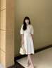 ELLE白色设计感显瘦纯棉连衣裙女2024夏季新款通勤风休闲简约裙子 白色 M 晒单实拍图
