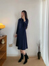 愛(ài)特愛(ài)（EITIE）顯瘦通勤百搭時(shí)尚長(cháng)袖連衣裙秋季新款大牌A字polo裙D2407405 深海藍31 S 155 曬單實(shí)拍圖