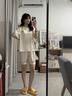 莫代爾冰絲睡衣女薄款2026新款夏季短袖長(cháng)褲家居服春夏款高極感休閑套裝 XD2806-豆沙粉【帶胸墊】 M 建議體重80-100斤 曬單實(shí)拍圖