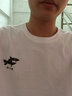 普達(dá)馳夏季純棉t恤短袖男高街頭潮牌半袖上衣服港風(fēng)復(fù)古寬松百搭體恤衫 白色_胸前冷血大白鯊黑 L 曬單實拍圖