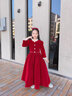 小咔衣濃兒童高端裙子女童主持人禮服鋼琴演奏演出服公主裙花童長(cháng)袖秋冬季 酒紅色長(cháng)款 150 曬單實(shí)拍圖