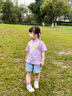 巴拉巴拉男童短袖t恤夏裝女童純棉寬松親子裝上衣撞色印花時(shí)尚潮 粉紫70023 110 曬單實(shí)拍圖