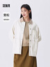 森馬（Semir）森柔牛仔|牛仔外套女中長(cháng)款燈芯絨翻領(lǐng)秋季落肩寬松上衣時(shí)尚 奶白10501 M 曬單實(shí)拍圖