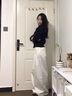DAVEY MODE麻花針織開衫外套女秋季穿搭感韓系獨(dú)特上衣短款愛心刺繡毛衣 藏藍(lán)【zt】 M 建議95-105斤 曬單實(shí)拍圖