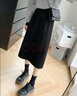 歐貝汐半身裙女高腰開(kāi)叉春秋冬季顯瘦西裝中長(cháng)款遮跨小個(gè)子a字裙 黑色裙 M 曬單實(shí)拍圖