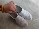 內(nèi)增高軟底軟面皮鞋夏天女真皮小白鞋透氣休閑百搭一腳蹬運動坡跟單鞋 沖孔白色 春夏款 37 曬單實拍圖