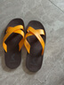 泰國進(jìn)口KARDAS橡膠拖鞋男女交叉帶一字防水防滑涼拖人字拖沙灘涼 J 6 褐底+黃帶 39-40 /7碼 曬單實(shí)拍圖