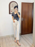 MISS SIXTY白色牛仔褲女三環(huán)高腰顯瘦直筒褲簡(jiǎn)約復古百搭七分褲 白色 25 曬單實(shí)拍圖