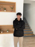 雀之音麂皮絨連帽衛(wèi)衣男春秋季粉色cityboy痞帥套頭衫重磅潮牌寬松外套  黑色(400g不加絨) XL 曬單實(shí)拍圖