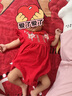 優(yōu)奇女寶寶周歲禮服夏季薄款女嬰幼兒紅色旗袍包屁衣服抓周百歲宴爬服 曬單實(shí)拍圖