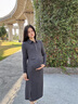 Sellynear孕婦春夏新款連衣裙時(shí)尚顯瘦POLO領(lǐng)優(yōu)雅法式針織裙 星河灰 M 曬單實(shí)拍圖