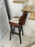 阿雨生活（Aulife） 美式实木创意时尚吧台椅 现代简约欧式复古高脚靠背高吧椅 家用吧台酒吧椅子 78黑木架-琥珀棕 实拍图