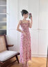 GARNUO法式粉色碎花吊帶連衣裙子女夏季高級感氣質(zhì)絕美收腰顯瘦雪紡長(cháng)裙 粉色 M 【101-115斤】 曬單實(shí)拍圖