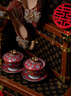 新中式敬茶杯琺瑯彩結(jié)婚改口杯一對(duì)高端茶杯陶瓷婚禮紅色高檔蓋碗 琺瑯敬茶杯一對(duì)+小喜盤(pán) 曬單實(shí)拍圖
