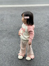 幼歌（YOUGE）嬰幼兒阿克蘇全棉毛衣系列柔軟親膚俏皮小女孩印花套裝 煙灰粉上衣 90 cm 曬單實(shí)拍圖