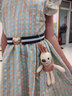 緹彩娜兒童皮帶女童彈力腰帶小公主褲帶橡皮筋女孩子搭配裙子連衣裙腰飾 藏黃青間色+桃心扣款 推薦50-100斤使用 曬單實(shí)拍圖